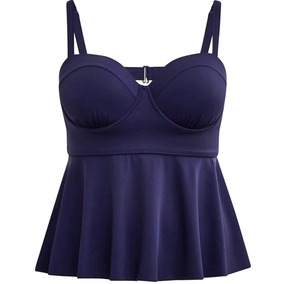 ❤️NWT VINTAGE TORRID SWIM TOP PEPLUM UNDERWIRE LIGHTLY LINED TANKINI Cup (D/DD) - Picture 8 of 14